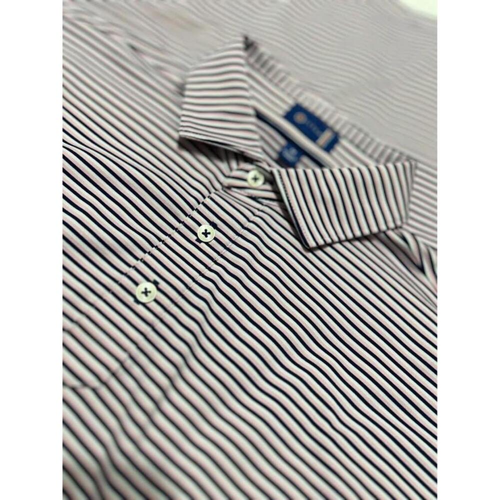 Stitch- Mens Gulfstream Pink Strip Golf Polo -Medium-(0849)